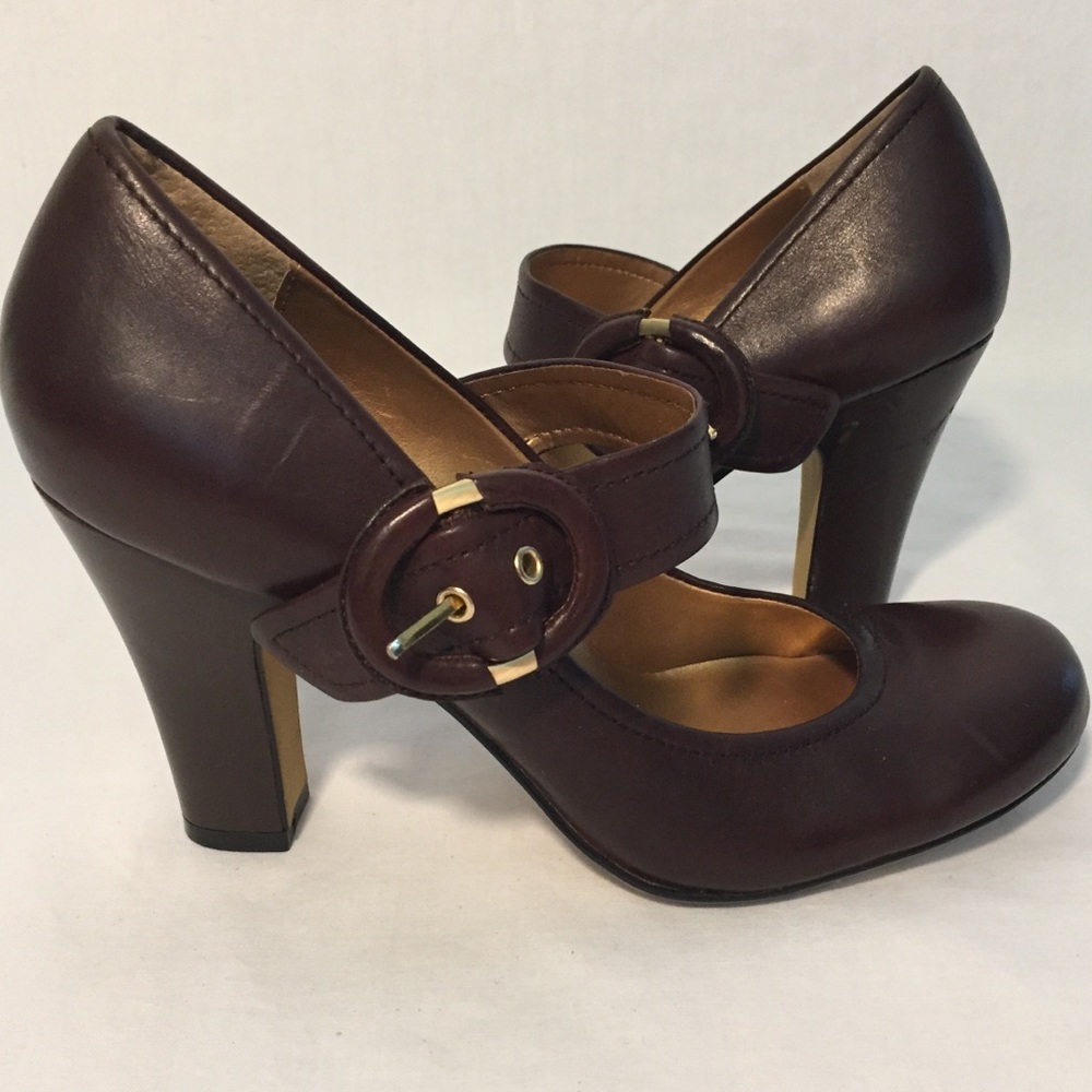 Nine West Brown Leather Mary Jane Heels Size 6.5